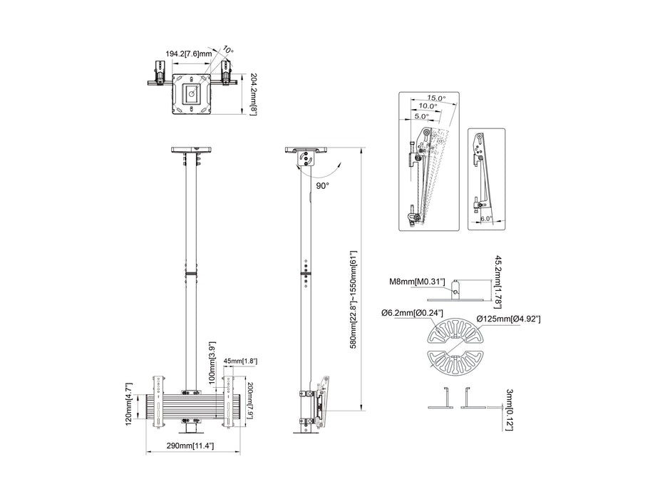 Multibrackets MBC1U M Pro CCTV Ceiling Mount For Single-Dome Camera | 7350105216589