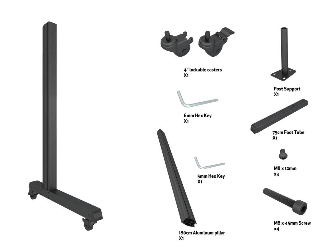 Multibrackets M Pro Series Wheelbase 180cm Pro Inc Castors Mounting Accessory Multibrackets