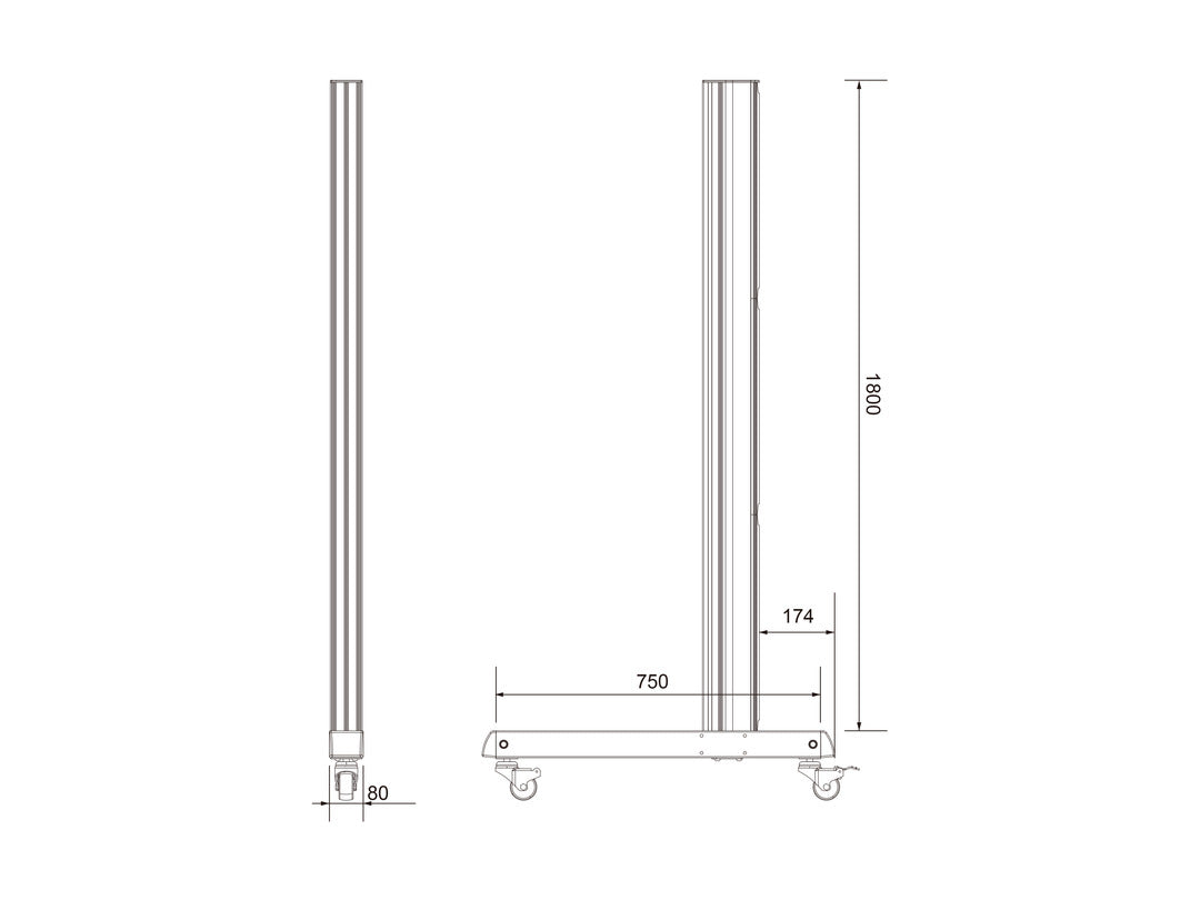 Multibrackets M Pro Series Wheelbase 180cm Pro Inc Castors Mounting Accessory Multibrackets