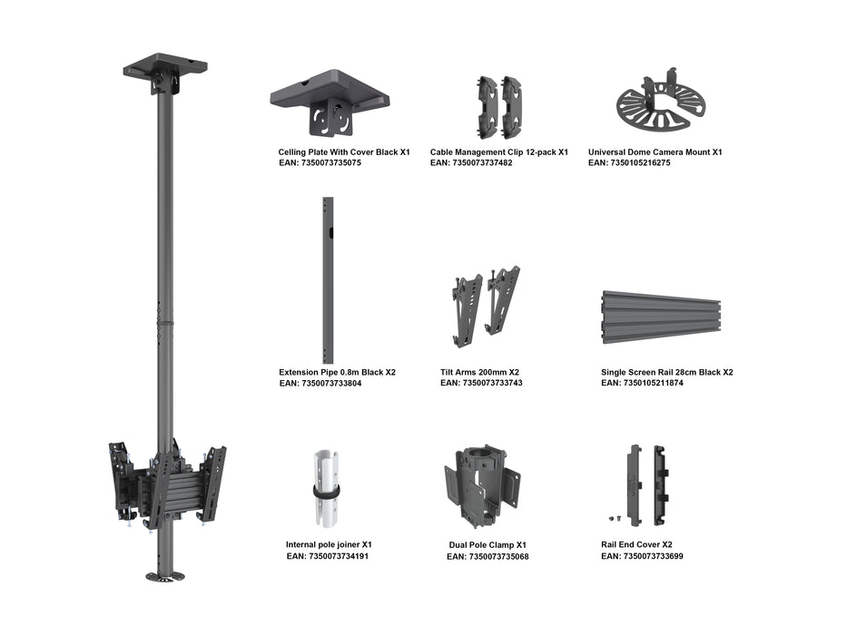 Multibrackets MBC1UX2 M Pro CCTV Ceiling Mount For Single-Dome Camera | 7350105216596