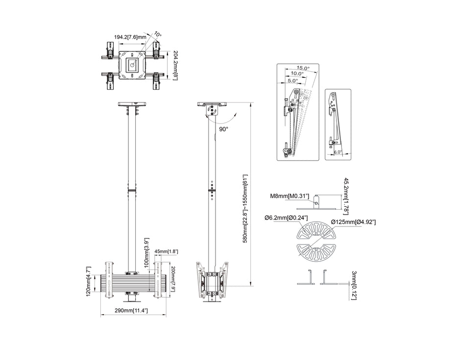 Multibrackets MBC1UX2 M Pro CCTV Ceiling Mount For Single-Dome Camera | 7350105216596