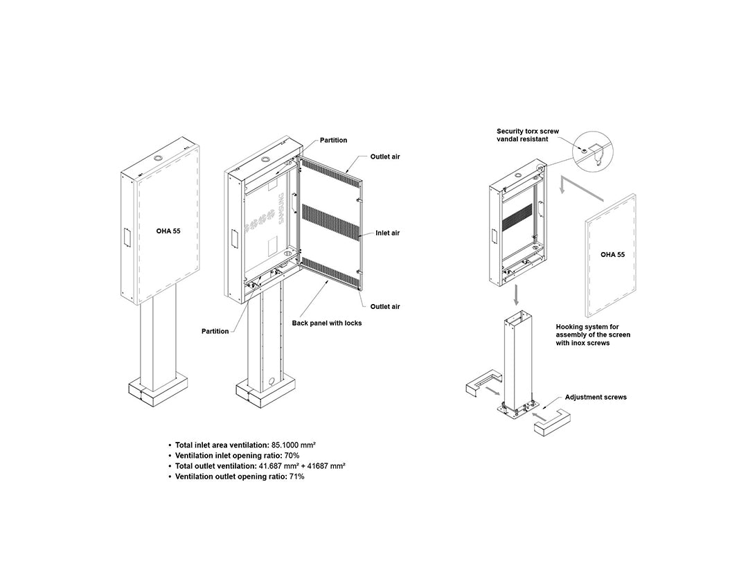Multibrackets OH55F/B/A-S M Totem Pro Triple - 55" Wall Mount Bracket Multibrackets
