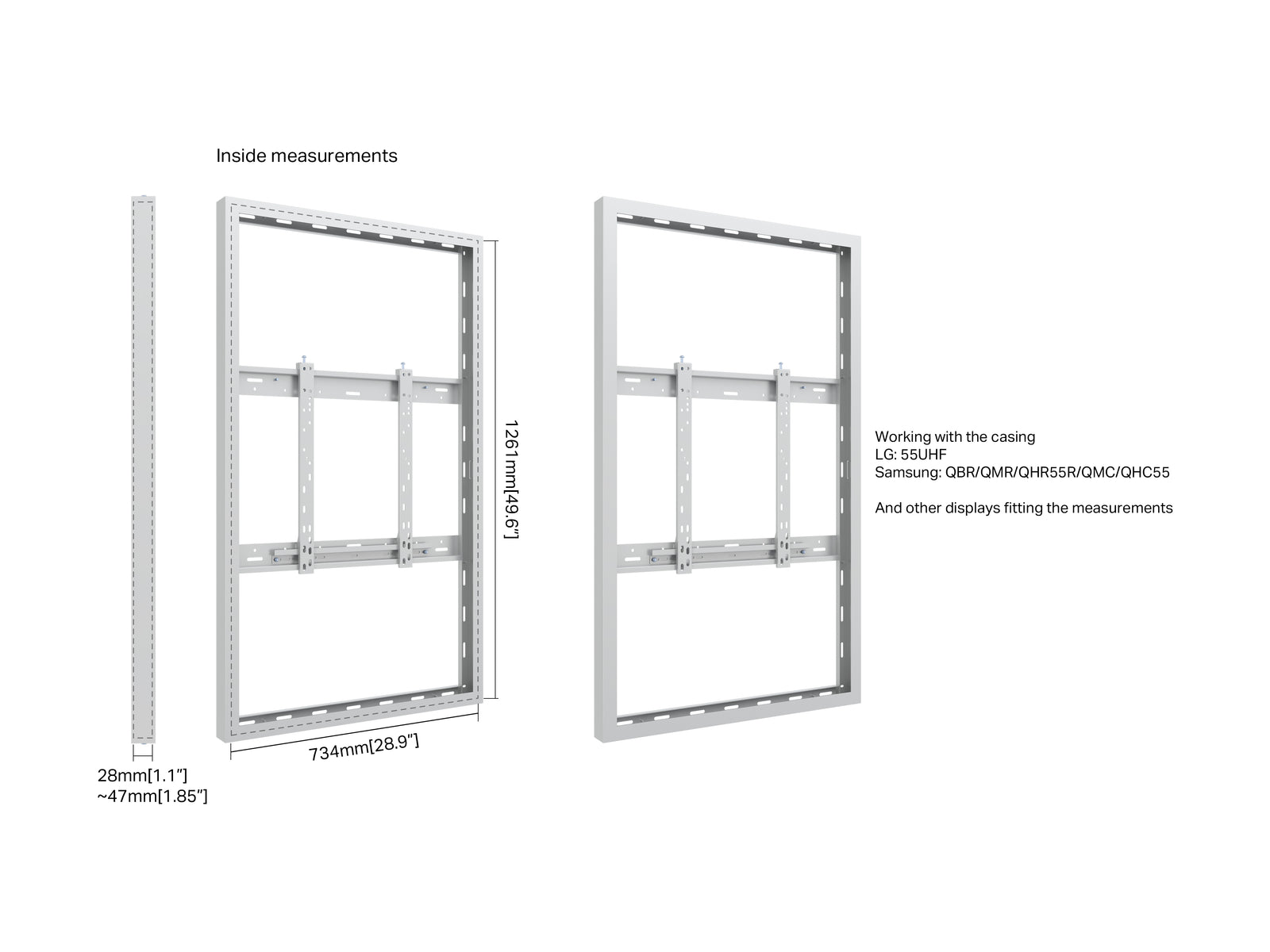 Multibrackets M Pro Series Enclosure 55" Wall Slim Medium White Signage Display Enclosures Multibrackets