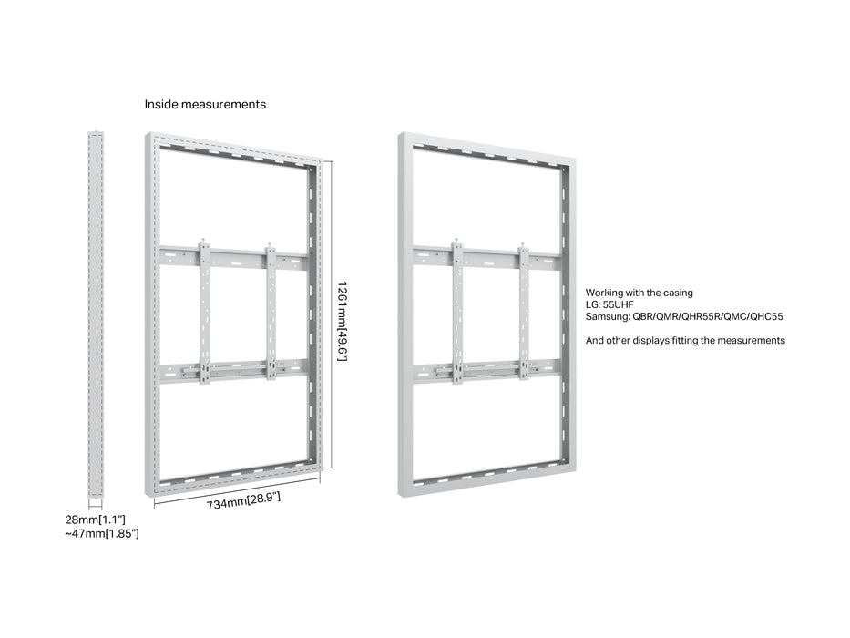 Multibrackets M Pro Series Enclosure 55" Wall Slim Medium White Signage Display Enclosures Multibrackets