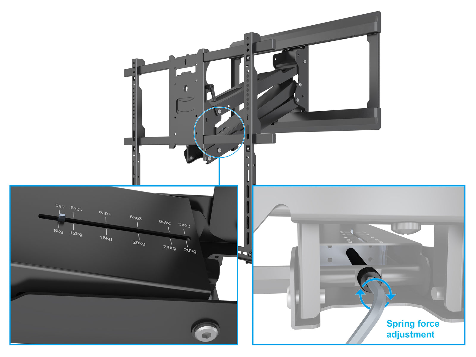 Multibrackets M Pull Down Full Motion Flexarm TV Wall Mount - 42" to 65" Screen