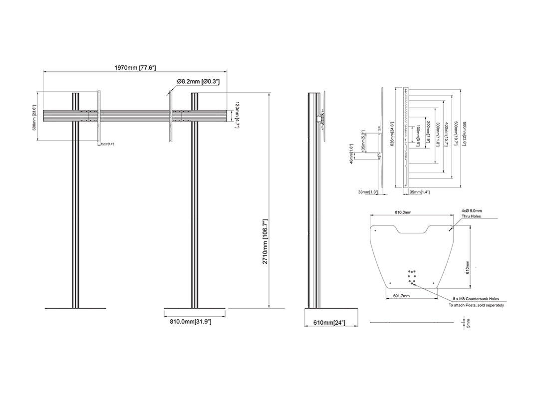 Multibrackets MBFSC1U M Floorstand Column Pro - (43"-110") Floor Stand Multibrackets