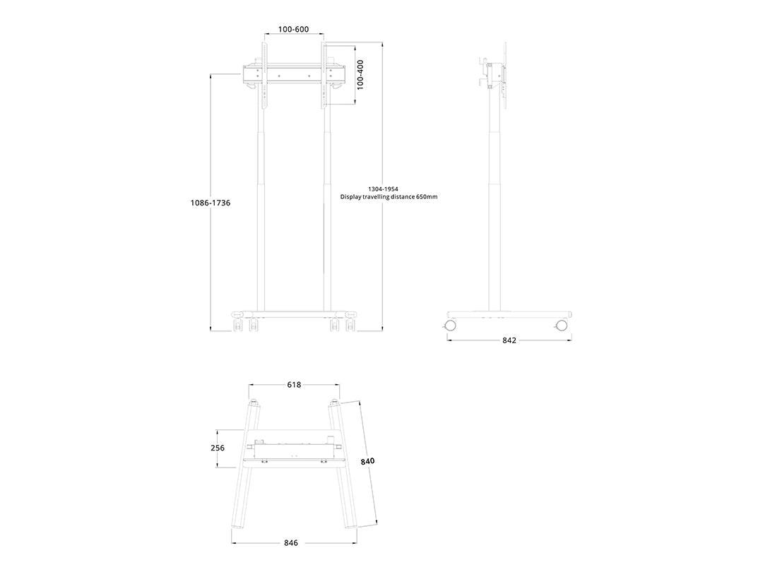 Multibrackets MB6751 M Electric Height-Adjustable Floorstand Display Trolley - Up to 37"-90" Screen Motorised Trolley Multibrackets