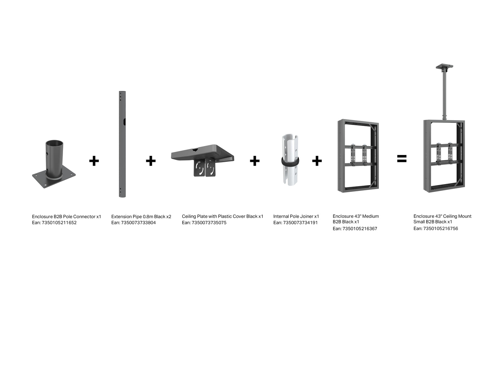 Multibrackets M Pro Series Enclosure 43" Ceilingmount Small B2B Black Signage Display Enclosures Multibrackets