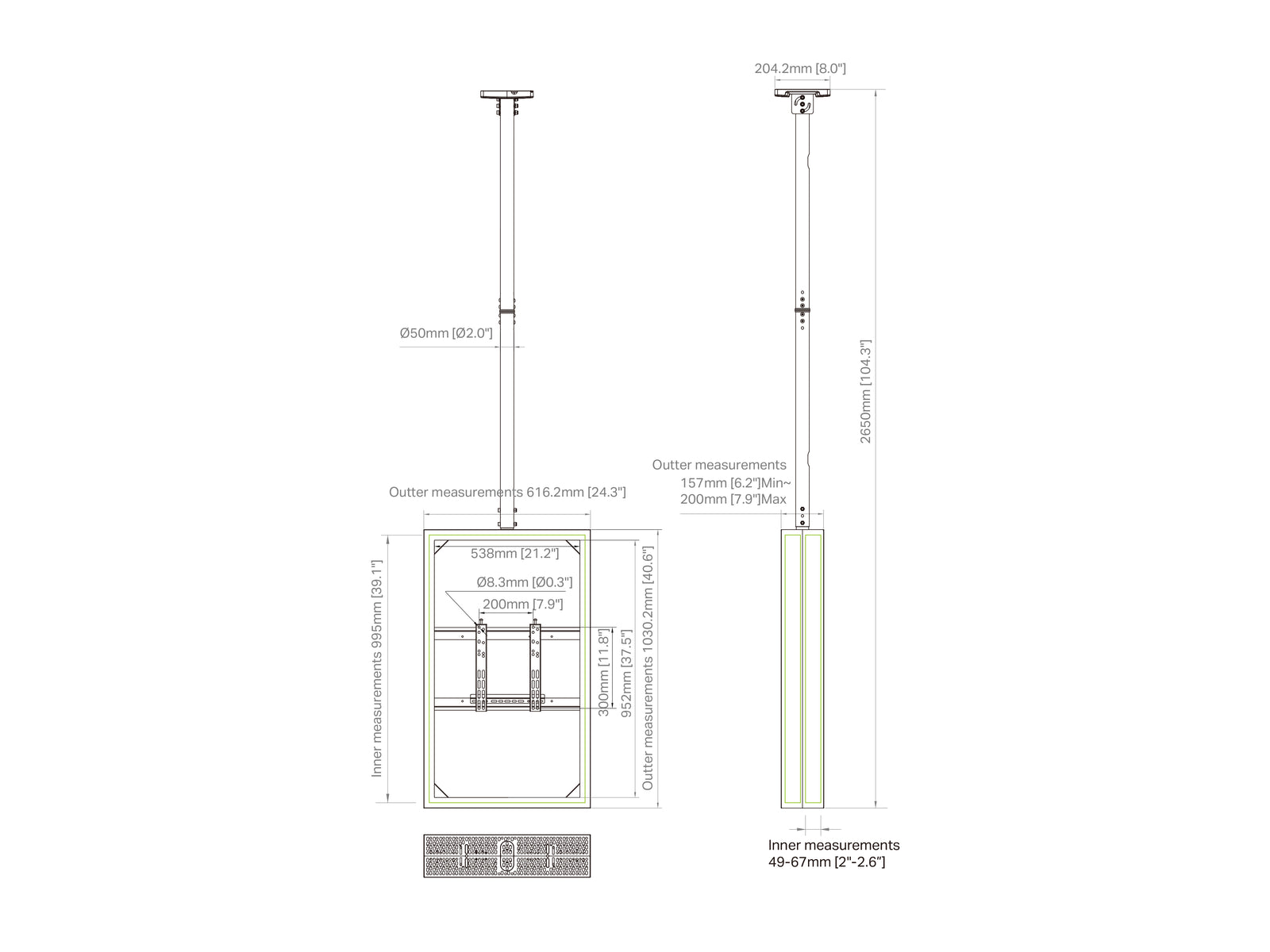 Multibrackets M Pro Series Enclosure 43" Ceilingmount Small B2B Black Signage Display Enclosures Multibrackets