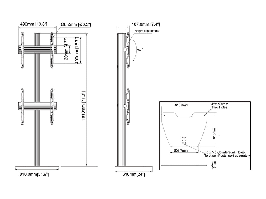 Multibrackets MBFSC2U M Floorstand Column Pro - (40"-75")