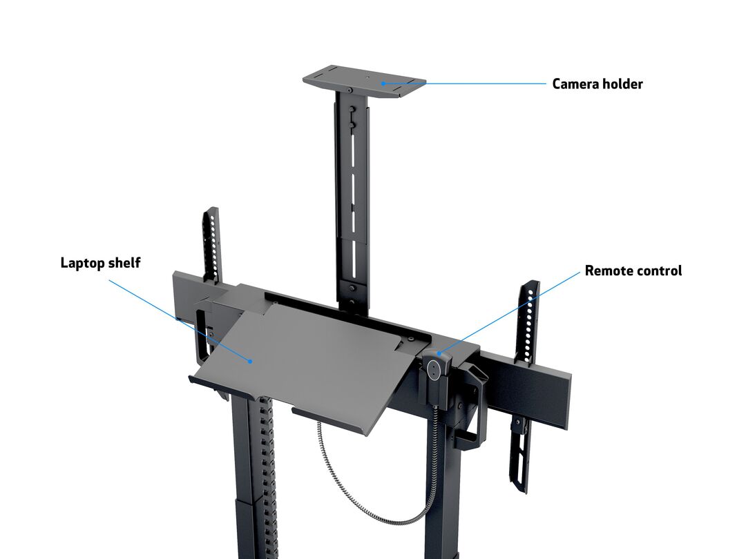 Multibrackets MB6775 Electric Height-Adjustable Display Trolley with Cam Shelf and Cabinet - Up to 42"-100" Screen Motorised Trolley Multibrackets