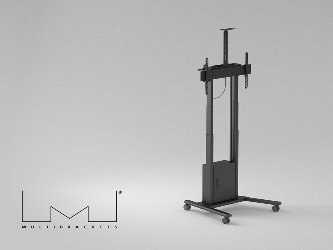 Multibrackets MB6775 Electric Height-Adjustable Display Trolley with Cam Shelf and Cabinet - Up to 42"-100" Screen