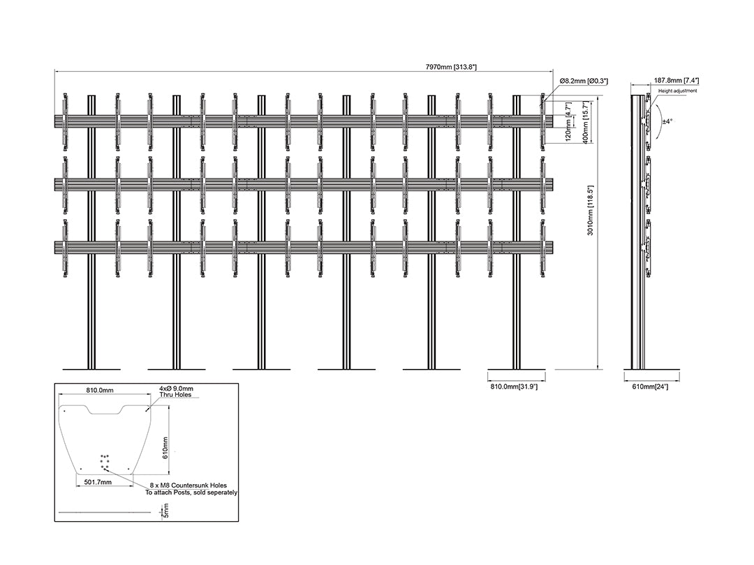 Multibrackets MBF6x3U M Pro Series Video Wall Stand - (43"-65") Floor Stand Multibrackets