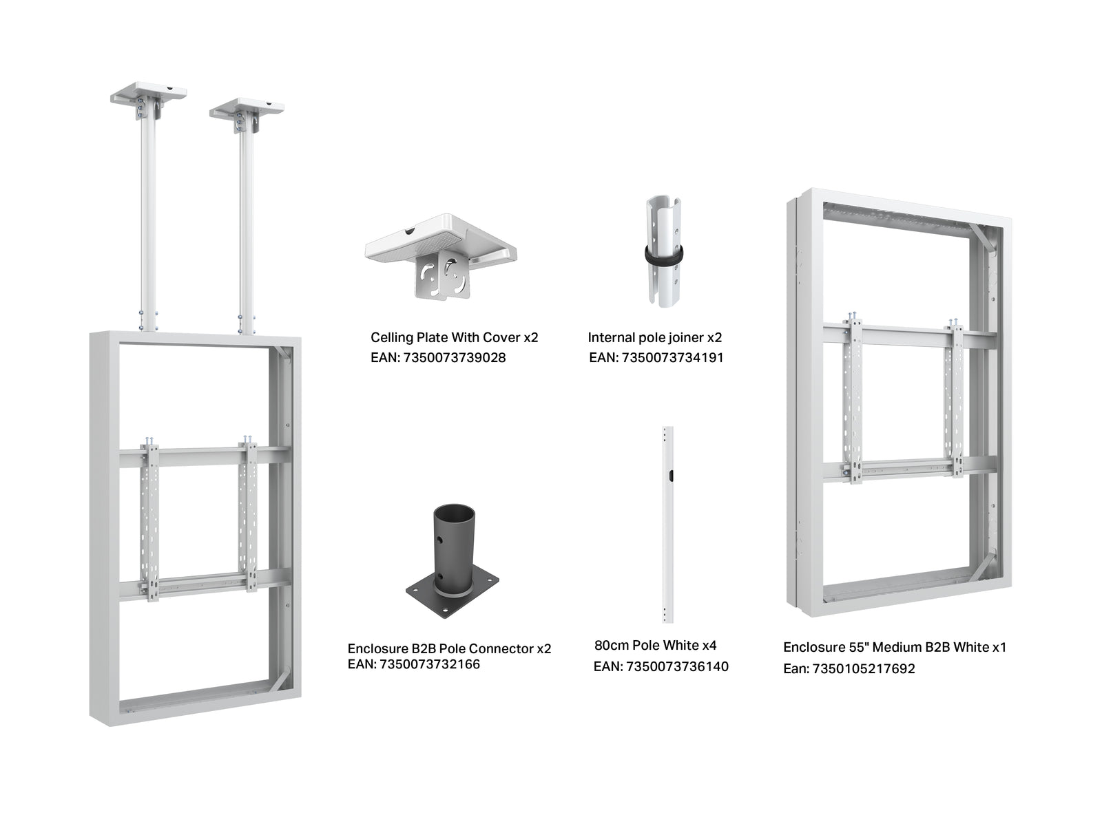 Multibrackets M Pro Series Enclosure 55" Ceiling Mount B2B Medium White Signage Display Enclosures Multibrackets