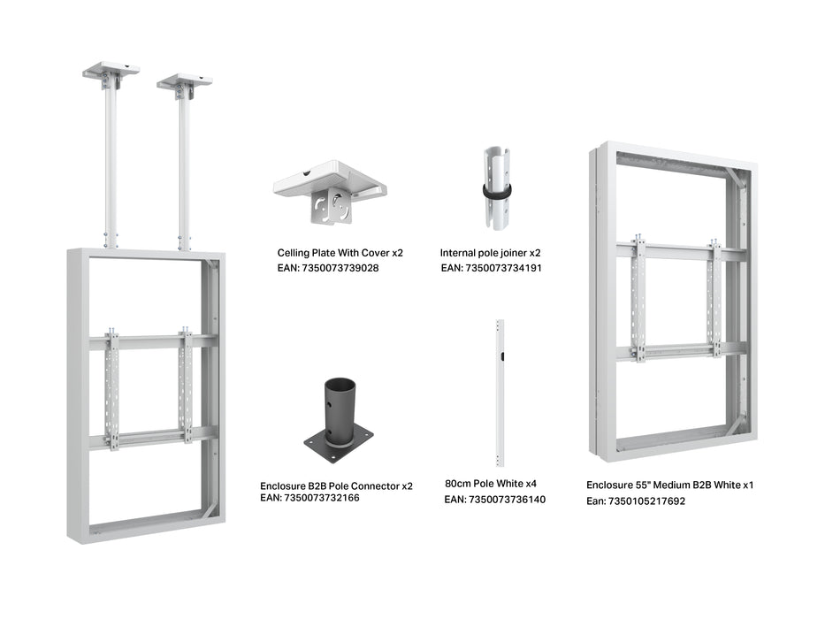 Multibrackets M Pro Series Enclosure 55" Ceiling Mount B2B Medium White Signage Display Enclosures Multibrackets