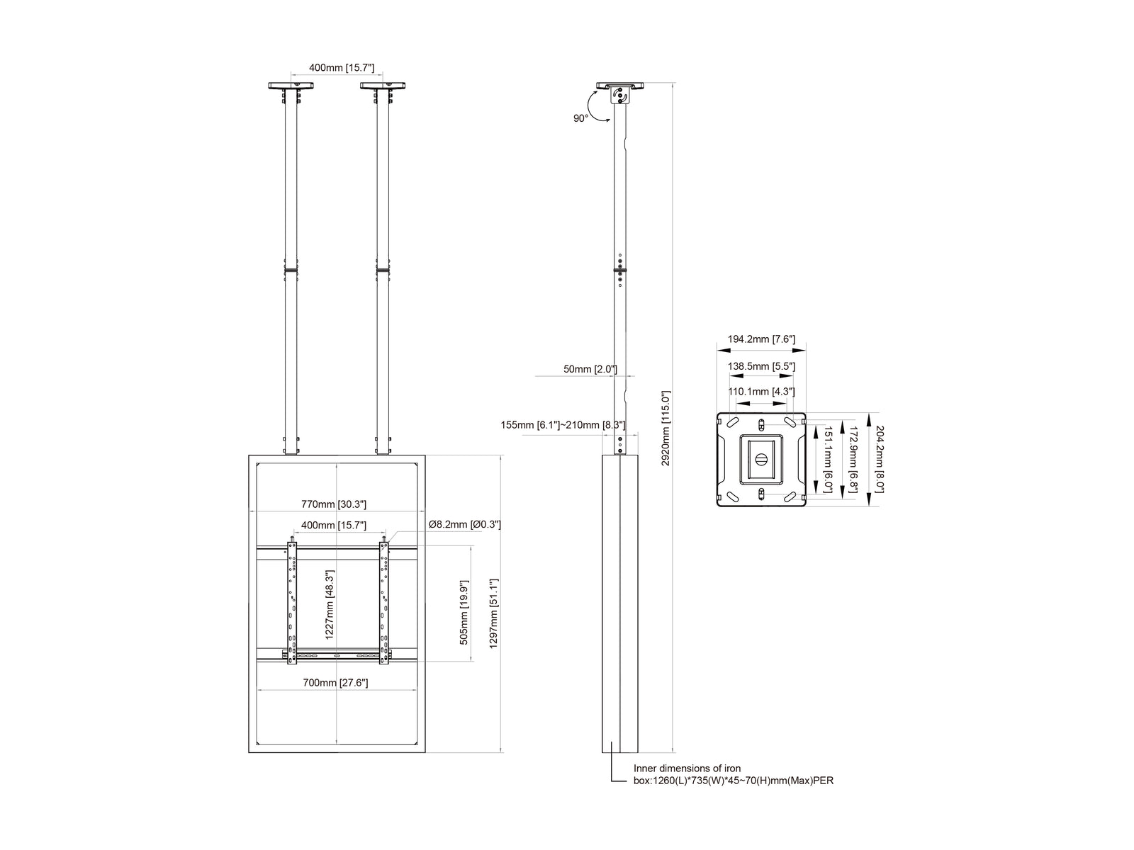 Multibrackets M Pro Series Enclosure 55" Ceiling Mount B2B Medium White Signage Display Enclosures Multibrackets