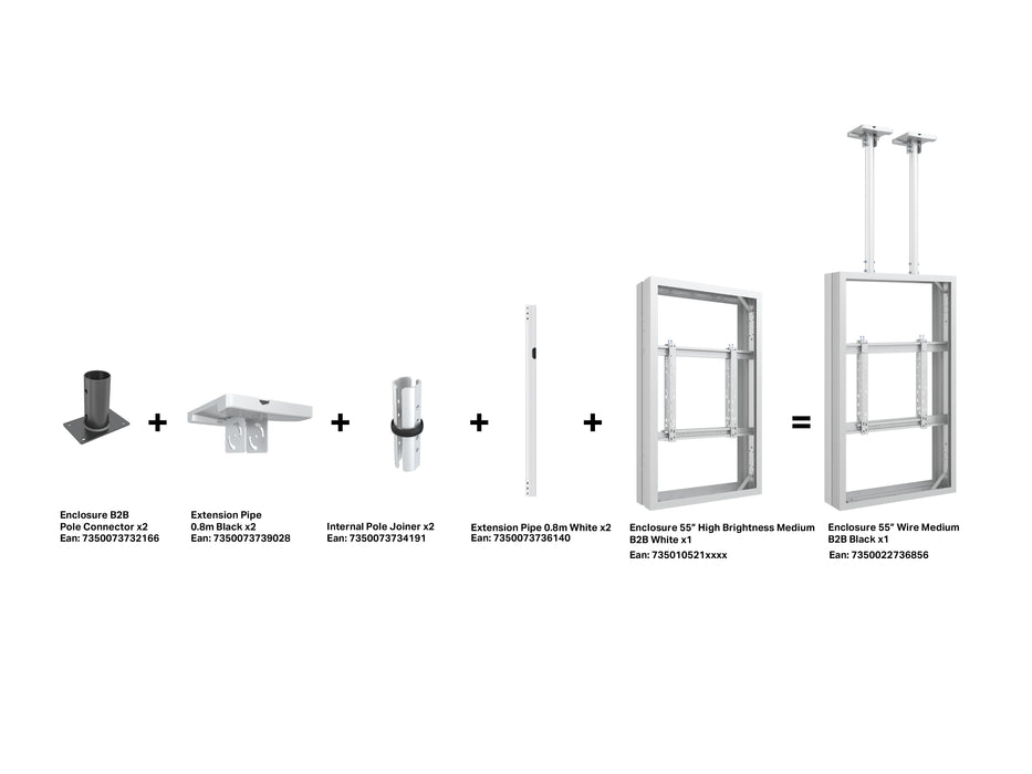 Multibrackets M Pro Series Enclosure 55" B2B High Brightness Wall Medium White Signage Display Enclosures Multibrackets