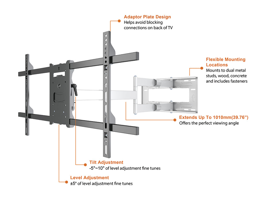 Multibrackets 42" - 75" M Universal Long Reach Single Arm Mount | 7350073736874