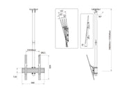 Multibrackets 42"-75" - 1.5m Portrait Display Ceiling Mount Pro Ceiling Mount Bracket Multibrackets