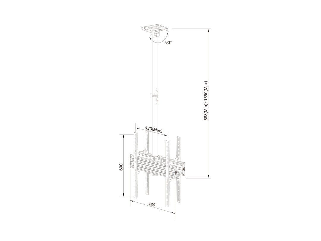 Multibrackets 40" - 75" MBC1UX2P 1.5m Display Ceiling Mount Pro For 2 Screens Ceiling Mount Bracket Multibrackets