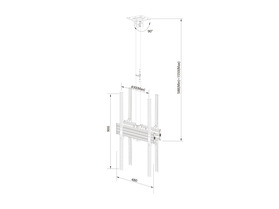 Multibrackets 42" - 75" MBC1UX2P 1.5m Display Ceiling Mount Pro For 2 Screens Ceiling Mount Bracket Multibrackets