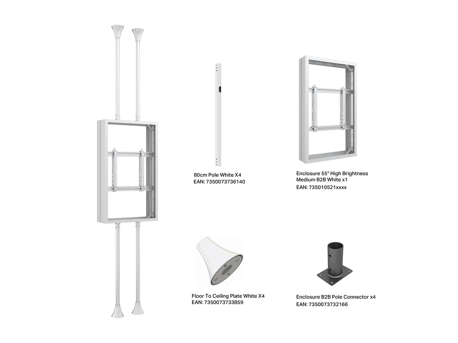 Multibrackets M Pro Series Enclosure 55" Floor to Ceiling Mount B2B High Brightness Medium Signage Display Enclosures Multibrackets