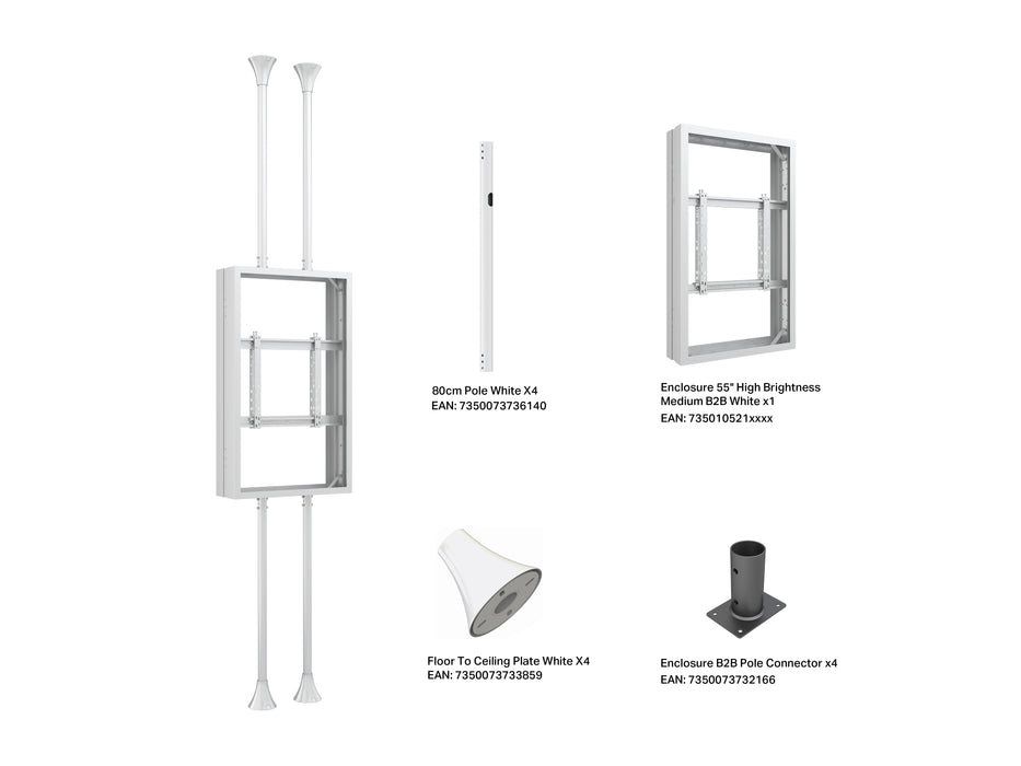 Multibrackets M Pro Series Enclosure 55" Floor to Ceiling Mount B2B High Brightness Medium Signage Display Enclosures Multibrackets