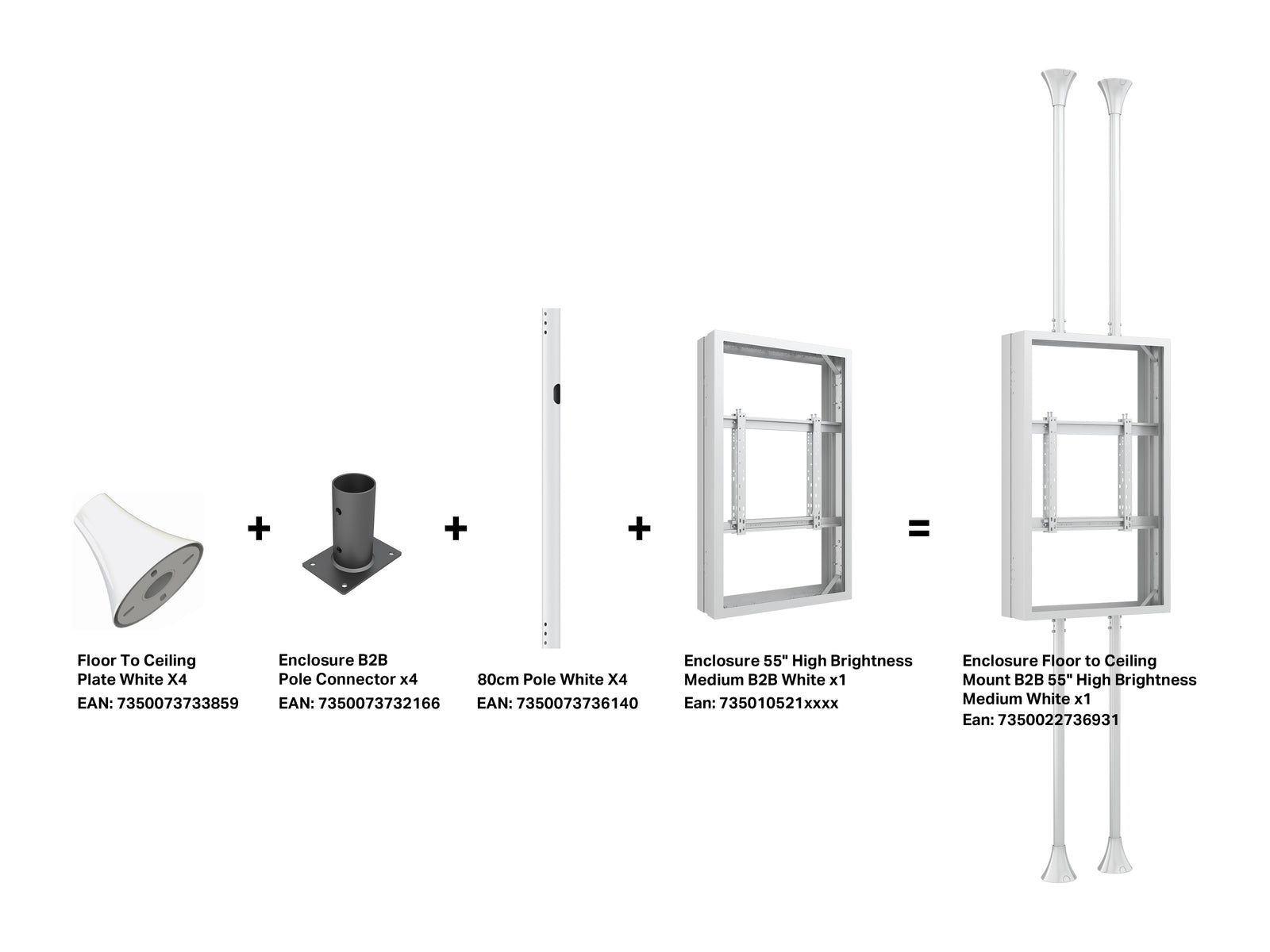 Multibrackets M Pro Series Enclosure 55" Floor to Ceiling Mount B2B High Brightness Medium Signage Display Enclosures Multibrackets