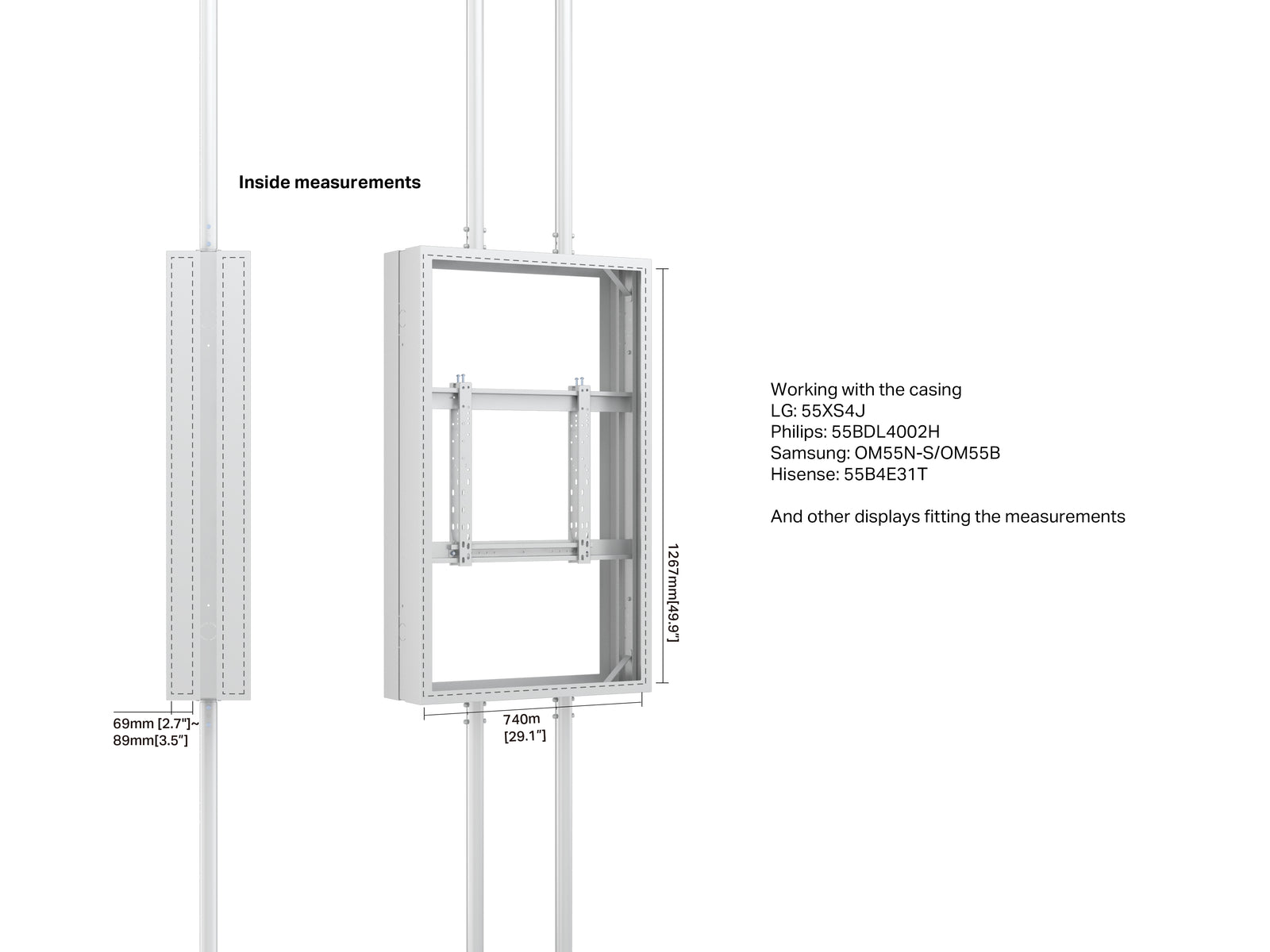 Multibrackets M Pro Series Enclosure 55" Floor to Ceiling Mount B2B High Brightness Medium Signage Display Enclosures Multibrackets