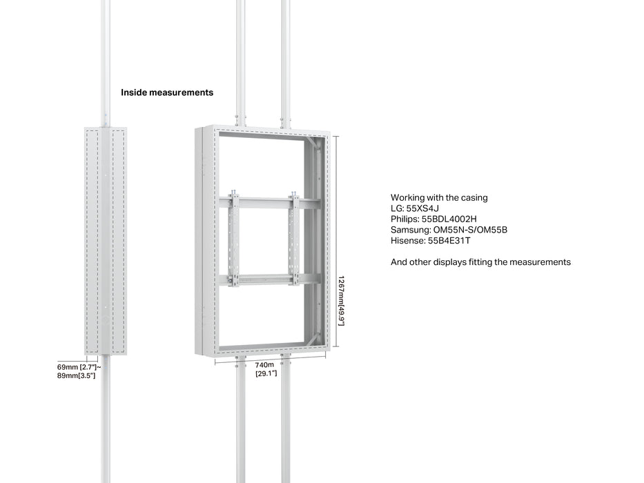 Multibrackets M Pro Series Enclosure 55" Floor to Ceiling Mount B2B High Brightness Medium Signage Display Enclosures Multibrackets