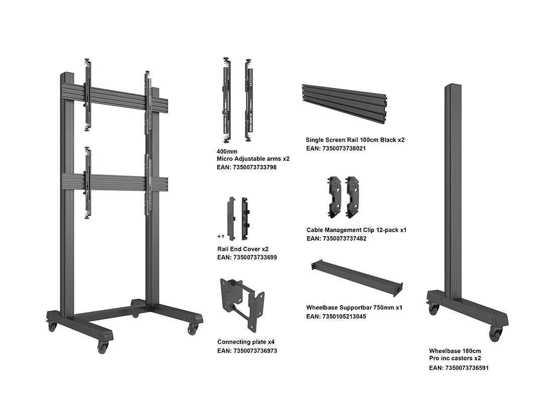 Multibrackets M Pro Series Video Wall Stand 1X2 - (46"-75") Video Wall Mount Multibrackets
