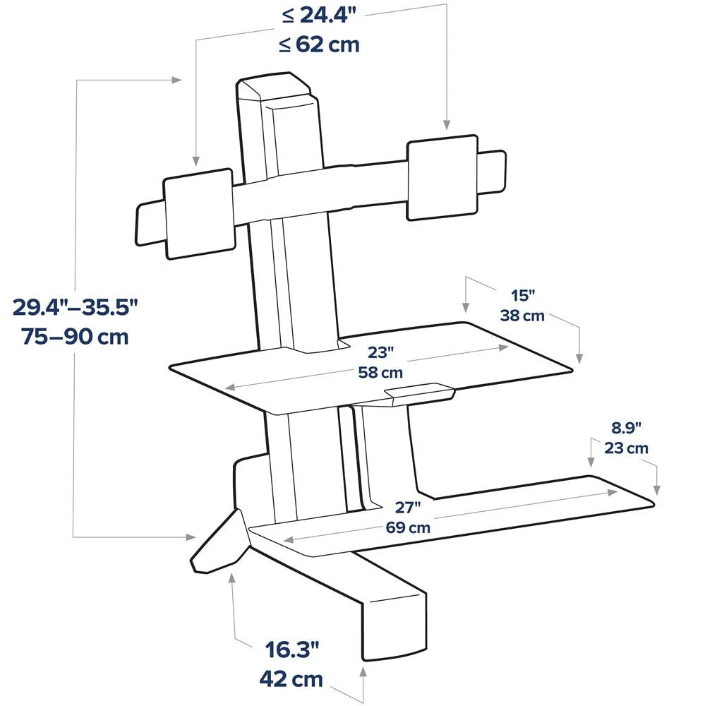 Ergotron 33-349-211 WorkFit-S, Dual Workstation with Worksurface, White Monitor Arm Desk Mount Ergotron