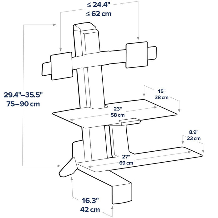 Ergotron 33-349-211 WorkFit-S, Dual Workstation with Worksurface, White