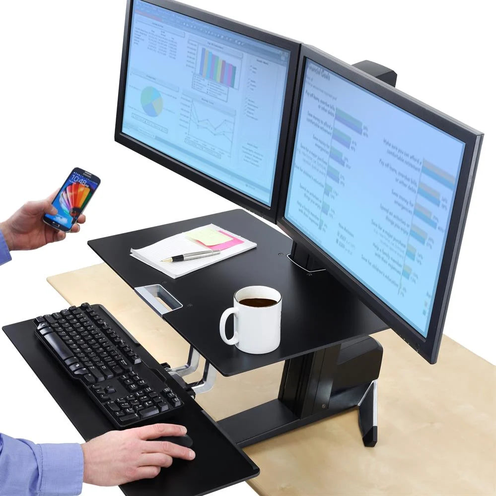 Ergotron 33-349-211 WorkFit-S, Dual Workstation with Worksurface, White Monitor Arm Desk Mount Ergotron