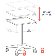 Ergotron 24-547-003 LearnFit® Sit-Stand Desk, Short | 74 - 114cm Mobile Trolley Ergotron