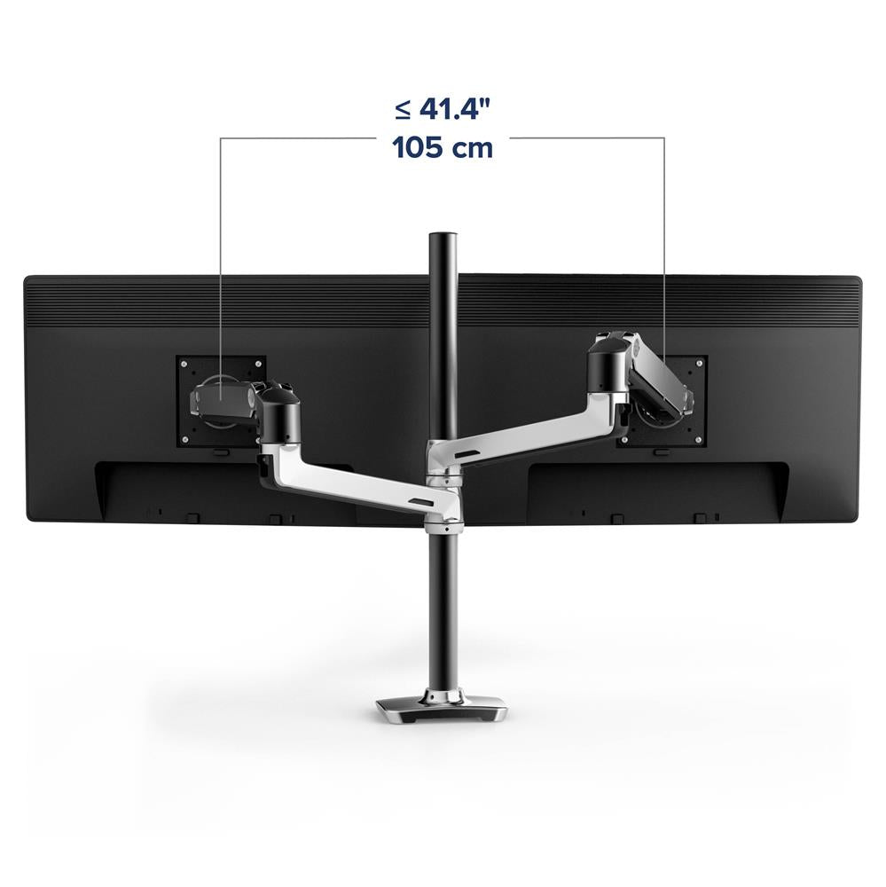 Ergotron LX Dual Stacking Arm, Tall Pole - For Up To 40" Screens - (Polished Aluminum) | 45-549-026 Monitor Arm Desk Mount Ergotron