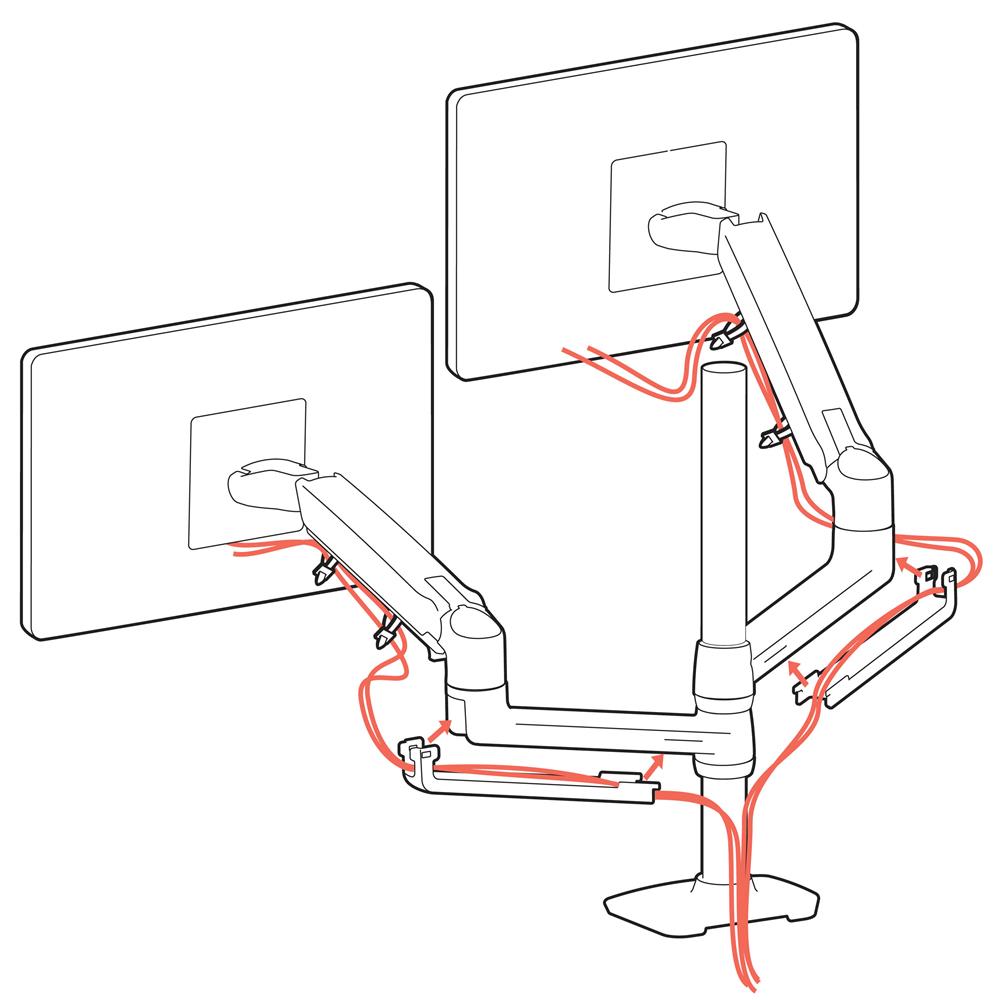 Ergotron LX Dual Stacking Arm, Tall Pole - For Up To 40" Screens - (Polished Aluminum) | 45-549-026 Monitor Arm Desk Mount Ergotron
