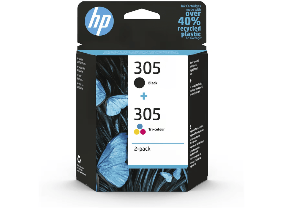 HP 305 2-Pack Tri-Color/Black Original Ink Cartridge