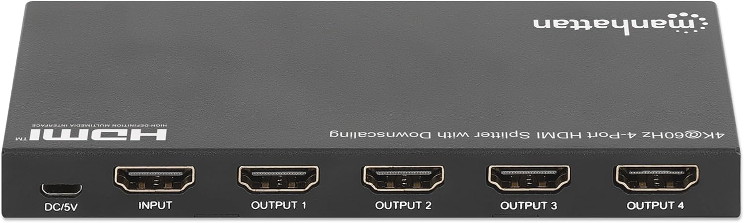 Manhattan 4K@60Hz 4-Port HDMI Splitter with Downscaling | 208369 Video Splitter Manhattan