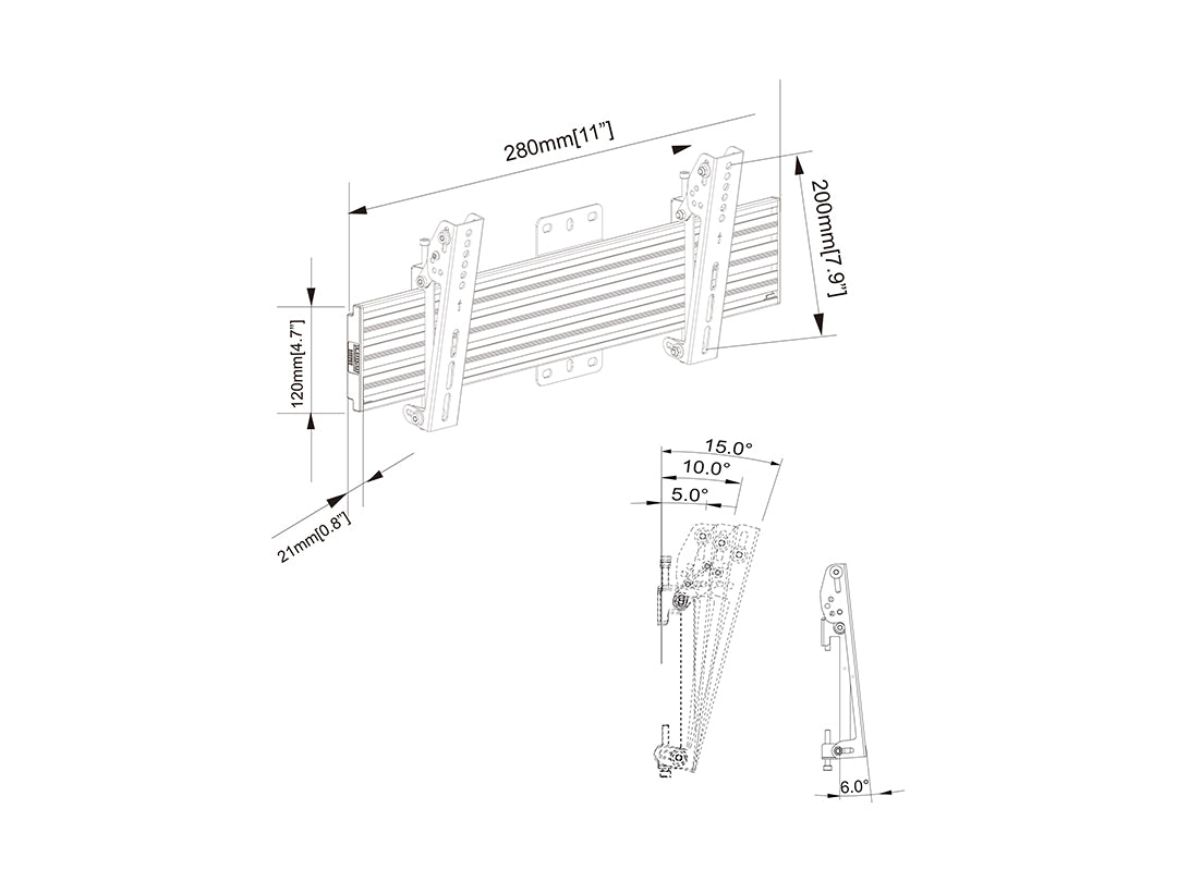 Multibrackets MBW1U Tilt 17" - 42" Pro Series Menu Board Wall Bracket For 1 Screen Wall Mount Bracket Multibrackets