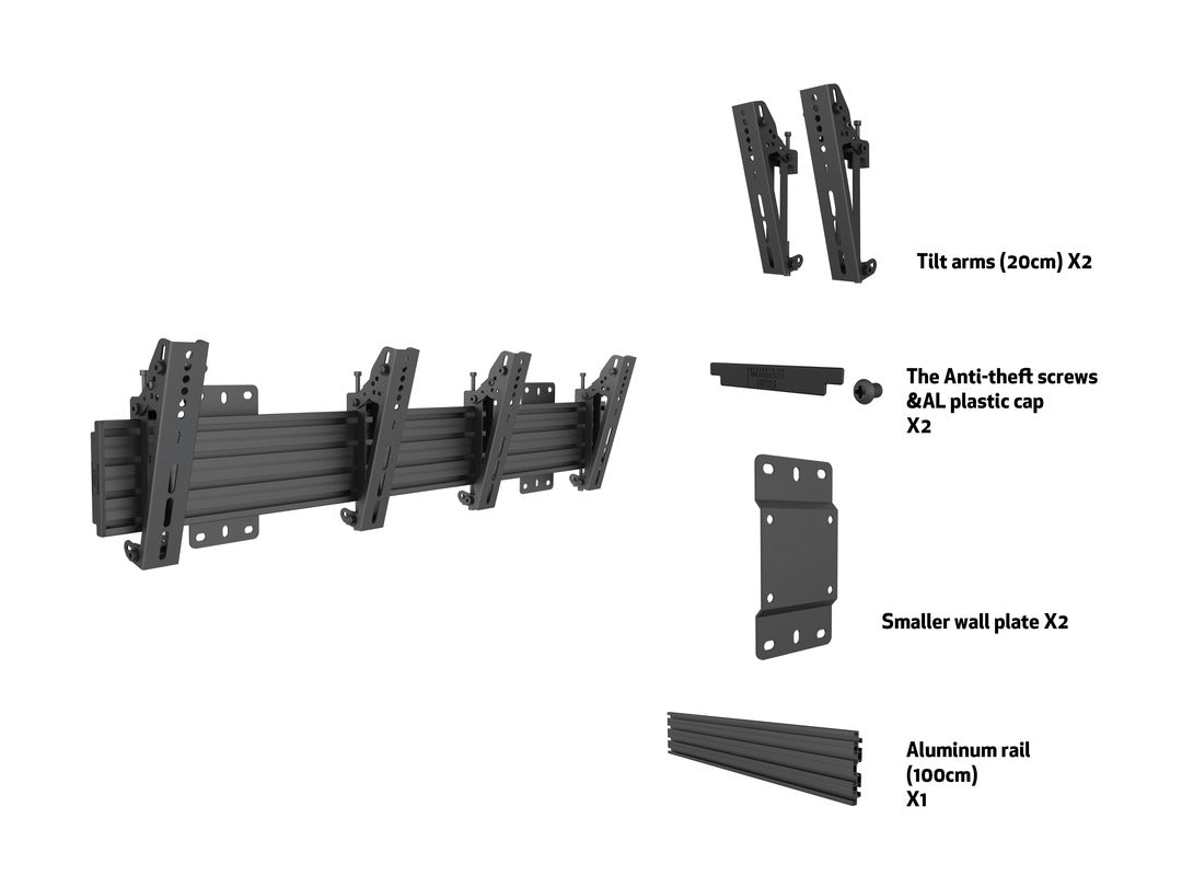 Multibrackets MBW2U Tilt 27"-32" Pro Series Menu Board Wall Bracket For 2 Screen Wall Mount Bracket Multibrackets