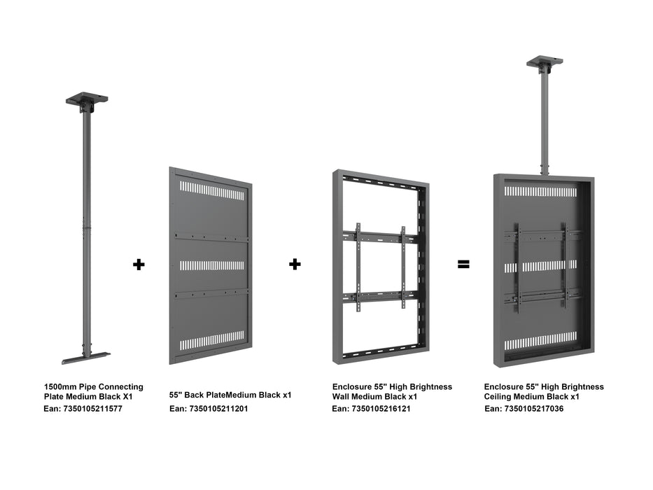 Multibrackets M Pro Series Enclosure 55" High Brightness Ceiling Medium Black Signage Display Enclosures Multibrackets