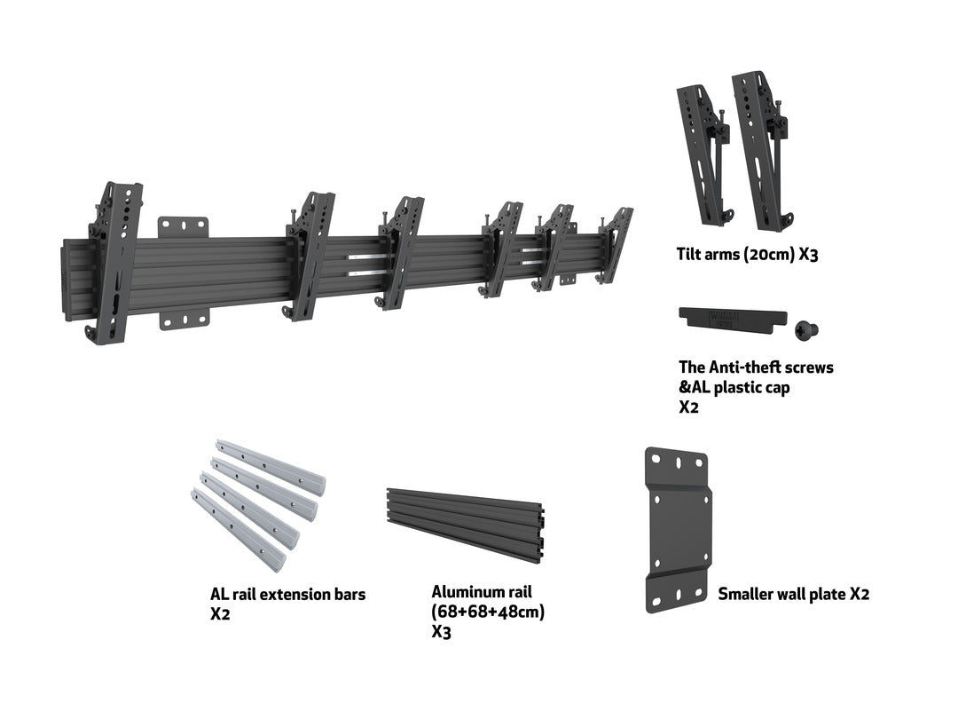 Multibrackets MBW3U Tilt 27"-32" Pro Series Menu Board Wall Bracket For 3 Screen Wall Mount Bracket Multibrackets