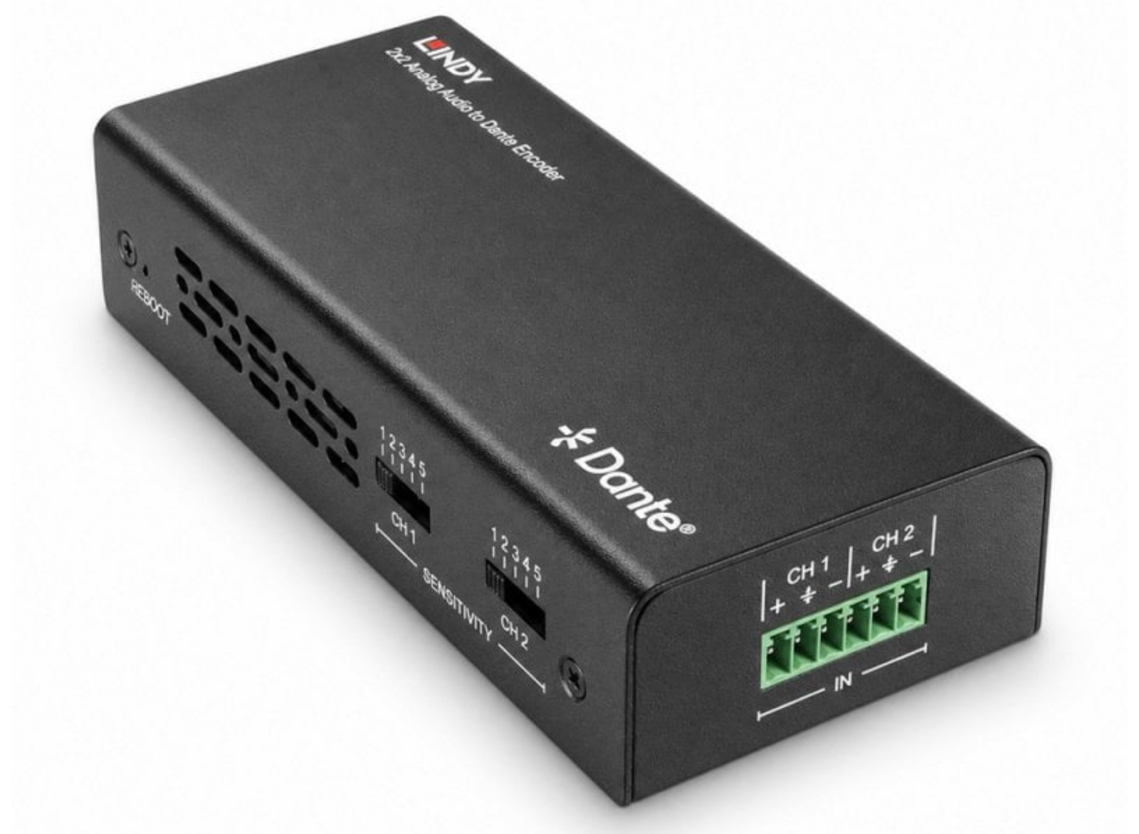 Lindy 2ch Analogue Audio to Dante® Encoder | 70622 Video Encoder Lindy