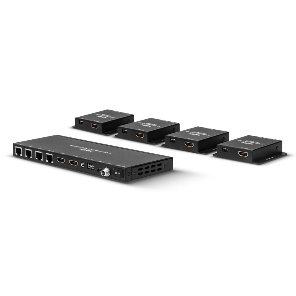 Lindy 70m Cat.6 4 Port HDMI 4K30 & IR Splitter Extender with Loop Out | 38155 AV Extender Lindy