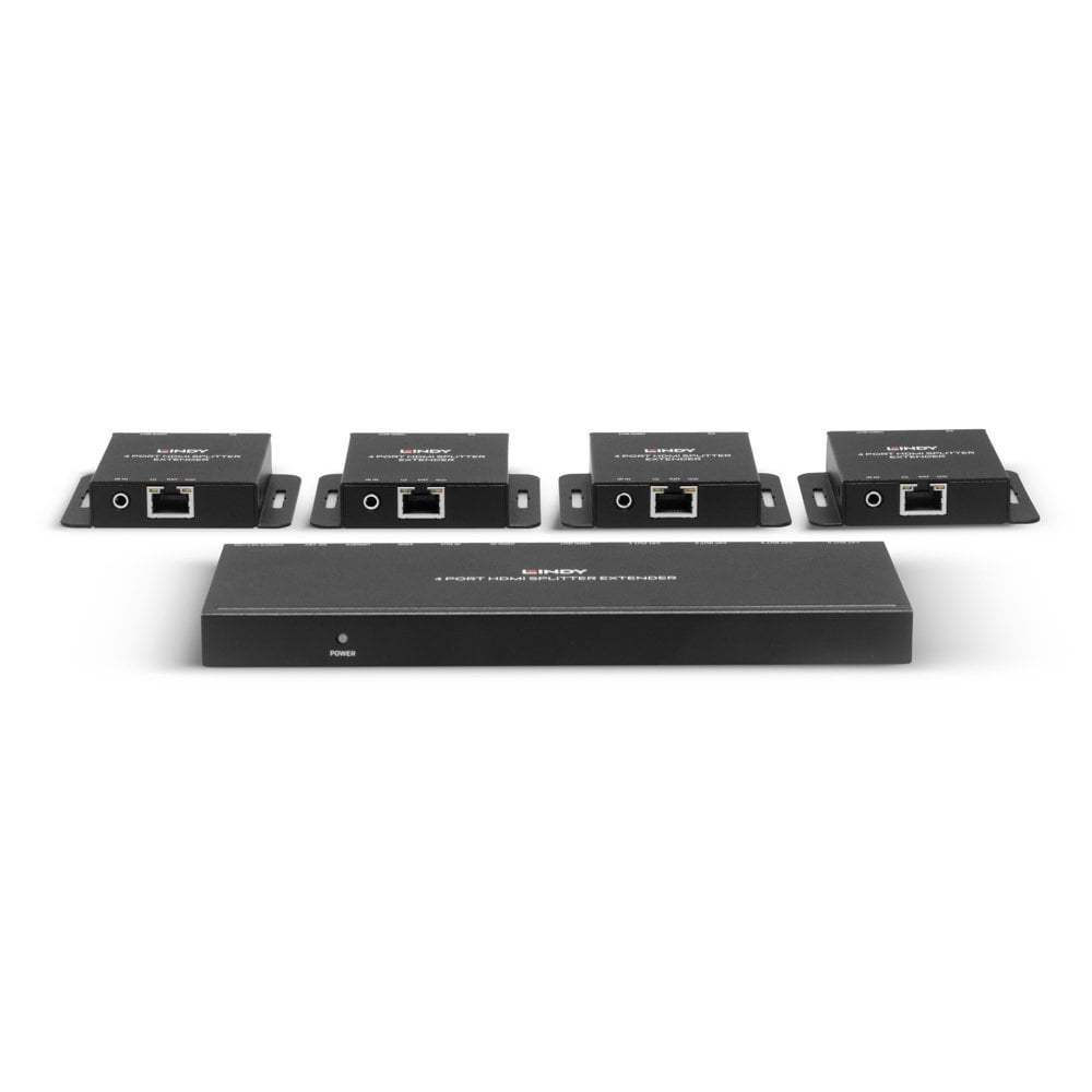 Lindy 70m Cat.6 4 Port HDMI 4K30 & IR Splitter Extender with Loop Out | 38155 AV Extender Lindy
