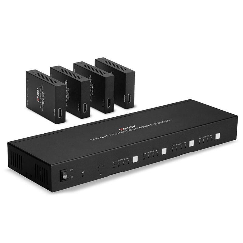 Lindy 70m Cat.6 4x4 HDMI 4K60 Matrix Extender | 38328 AV Extender Lindy
