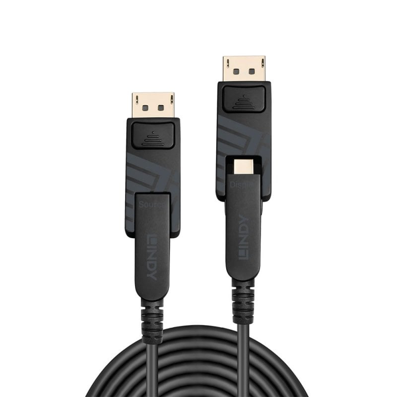 Lindy 70m Fibre Optic Hybrid Mini DisplayPort 1.4 Cable with Detachable DP Connectors | 38485 Adapter / Converter Lindy