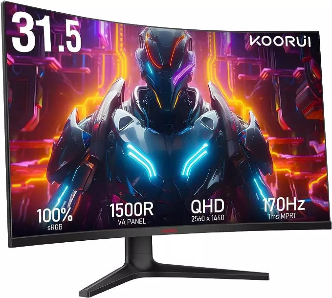 Koorui 32" Curved Gaming Monitor 2KQHD (2560x1440) 170hz Refresh Rate 1ms Response Time (Open Boxed) Desktop Monitor Koorui