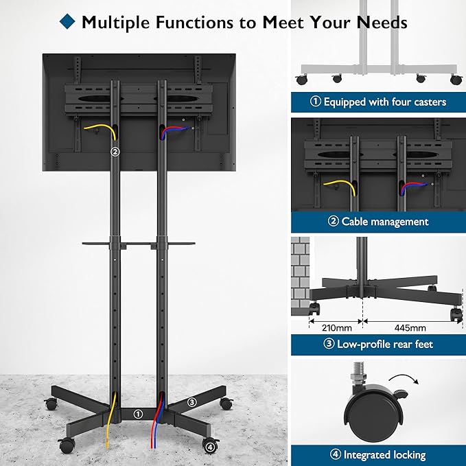Moove 32" - 85" Double Pole Portable Display Trolley on Wheels Mobile Trolley Moove AVMounts